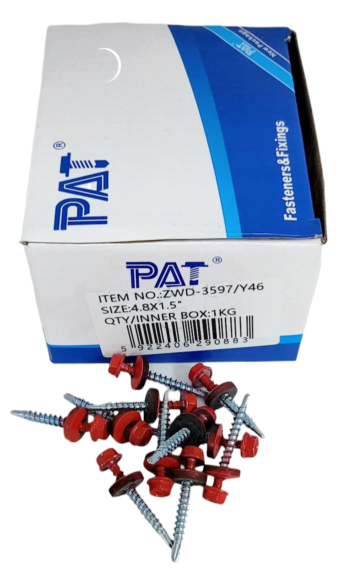 Screw Ind. 1 1/2" Red METAL-METAL 4.8X1.5" Pat ZWD-3597/Y46 169PCS Per Box