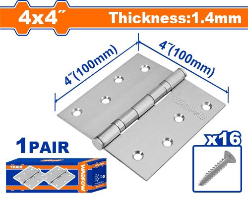 WADFOW Butt Hinges 4" X 4" WYD2540 Nickel