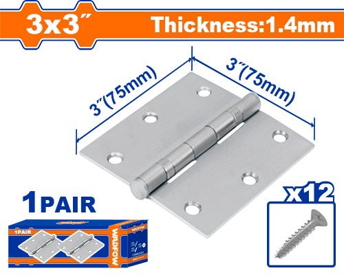 WADFOW Butt Hinges 3" X 3" WYD2530 Nickel