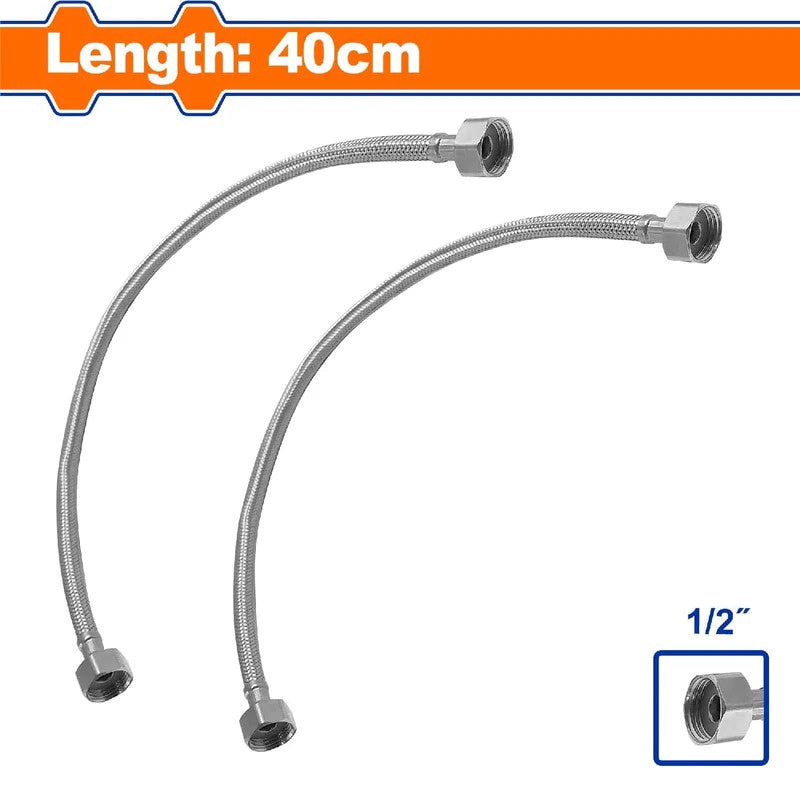 WADFOW Flex Hose 1/2" X 1/2" X 45CM Metal 2PCS Pack WZK1901