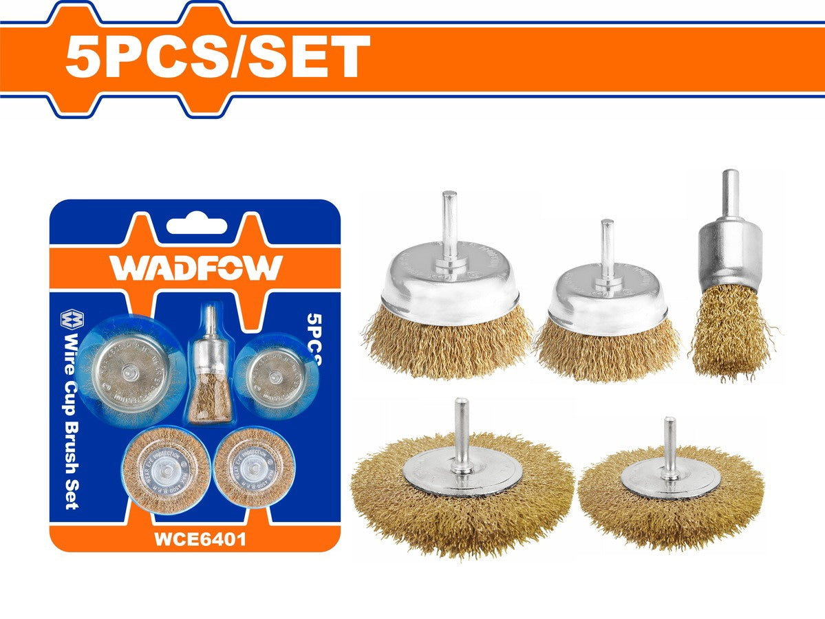 WADFOW Wire Brush Cup & Wheel Set 5PCS Brass WCE6401