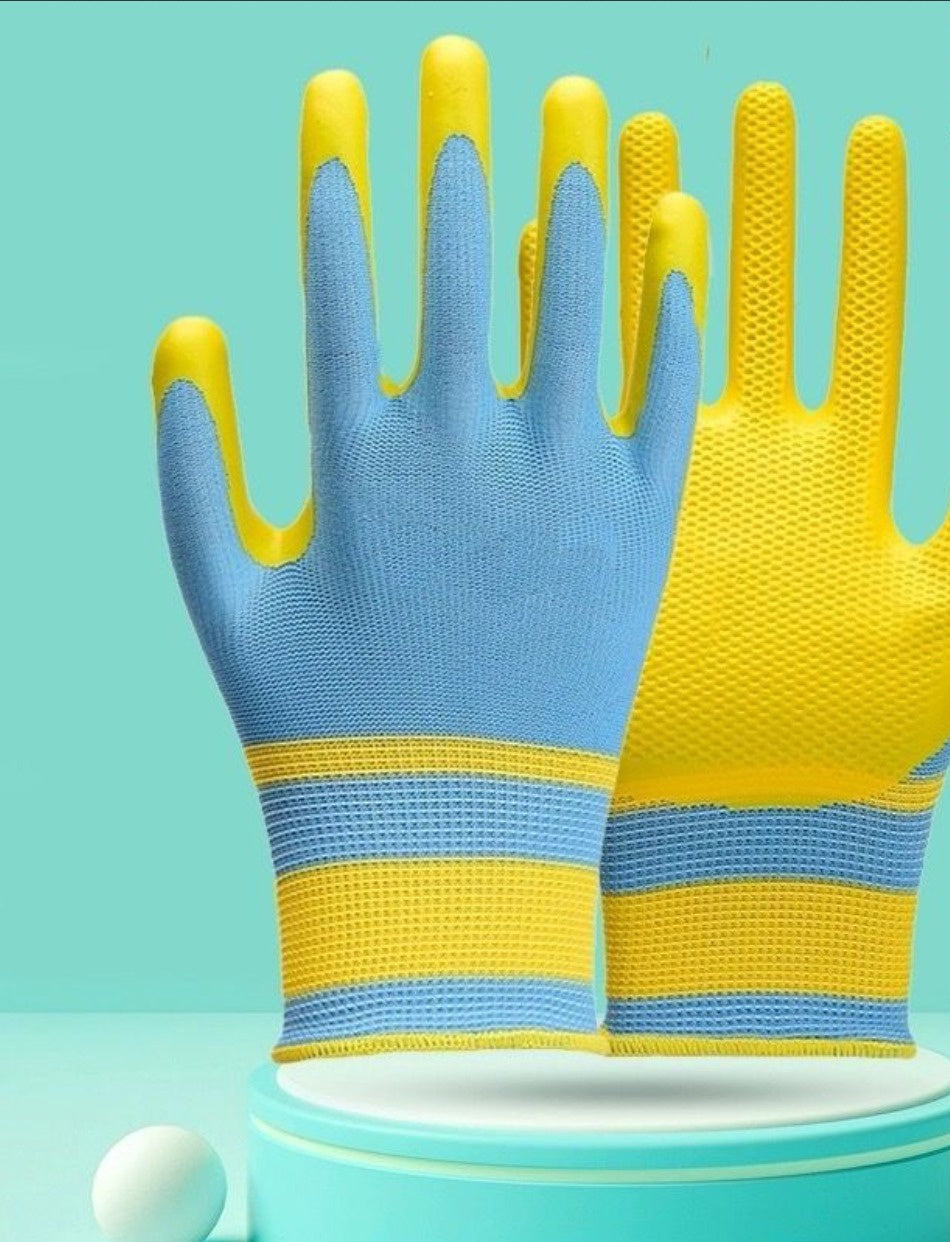 Gloves Gilan Rubber Palm Yellow & Blue 12PRS Per Pack