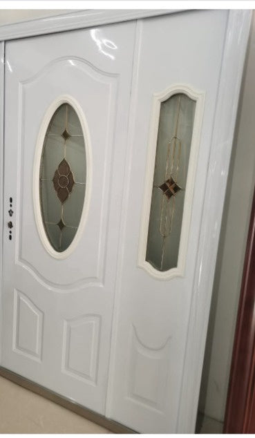 Door Metal Whte Glass with 1-GLASS Side Panel 2050X1280X50MM ZYH-G007-W