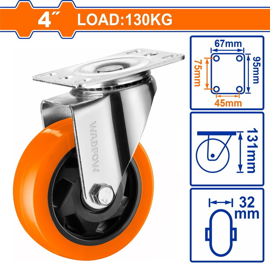 WADFOW Wheel Coaster 4" Swivel Orange WJL2342