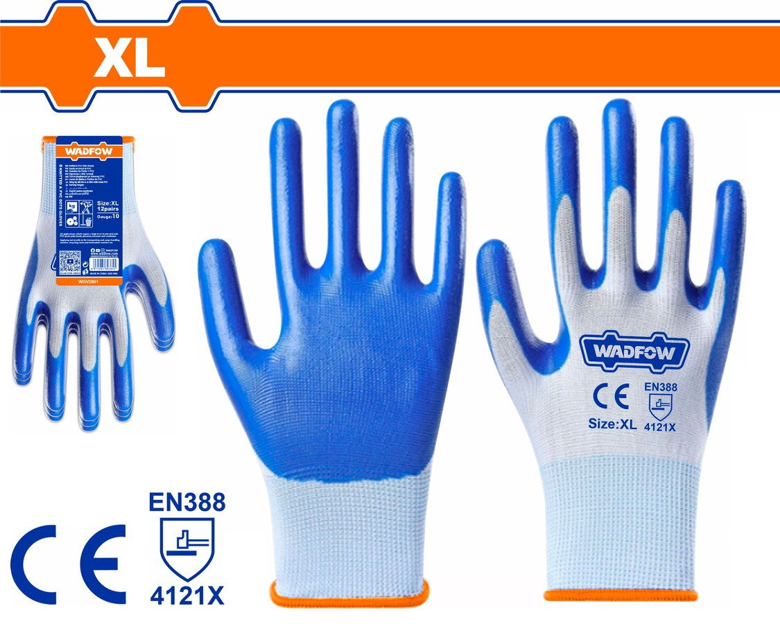 WADFOW Gloves Rubber Palm Blue WGV2801 Xl Pair