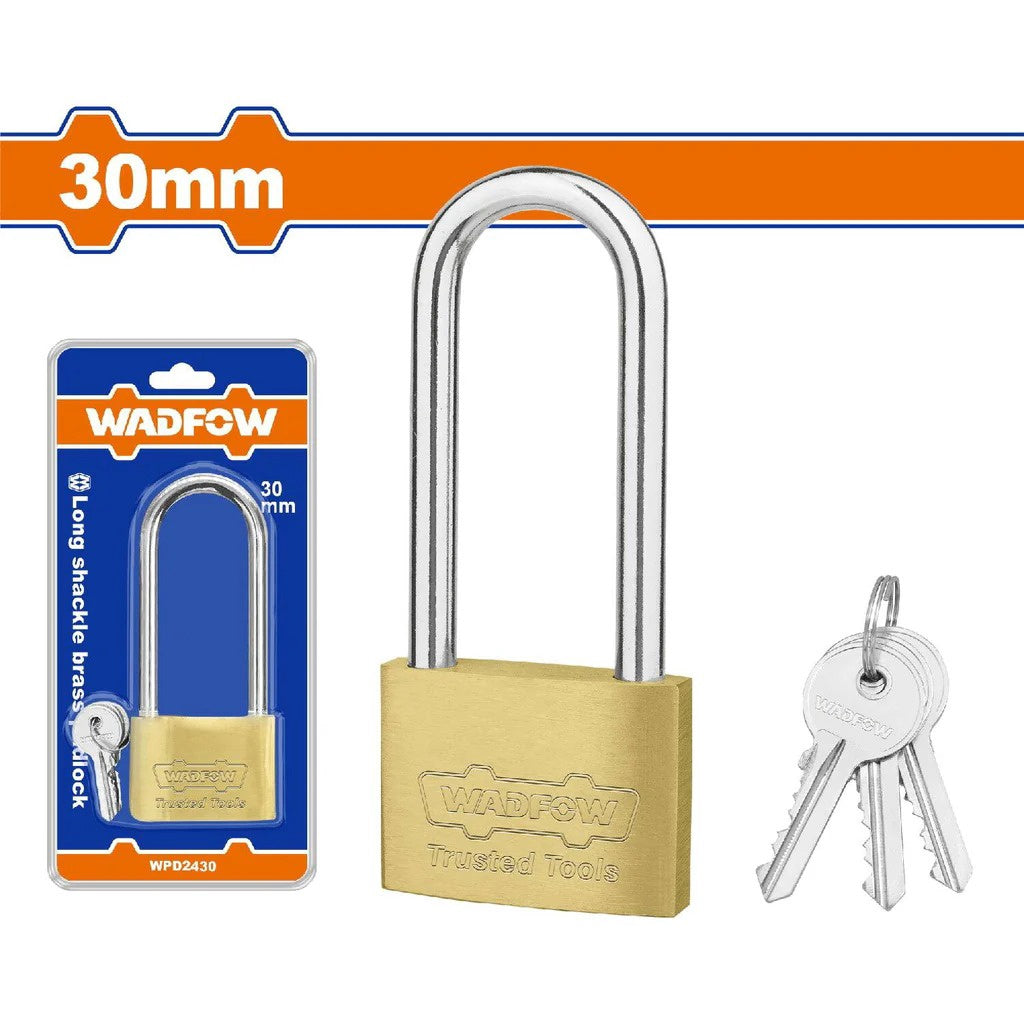 WADFOW Padlock 30MM Brass WPD2430 Long Shackle