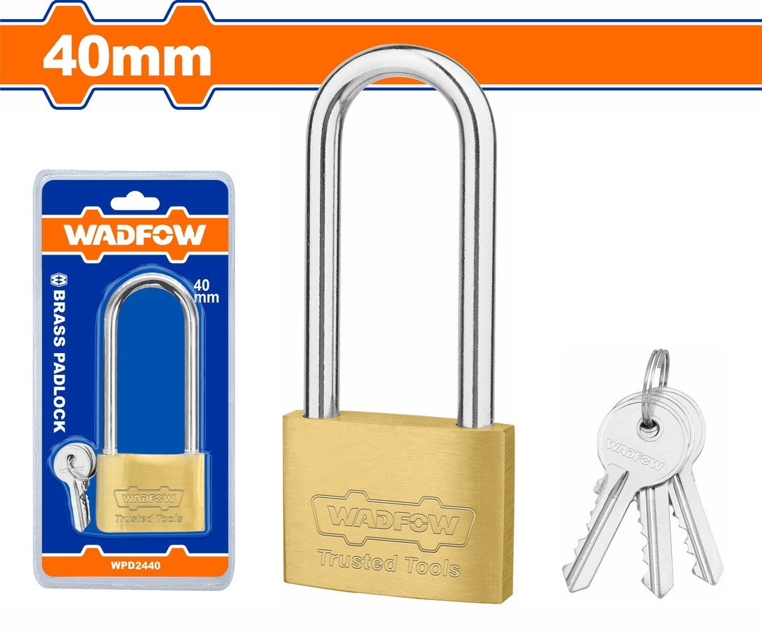 WADFOW Padlock 40MM Brass WPD2440 Long Shackle