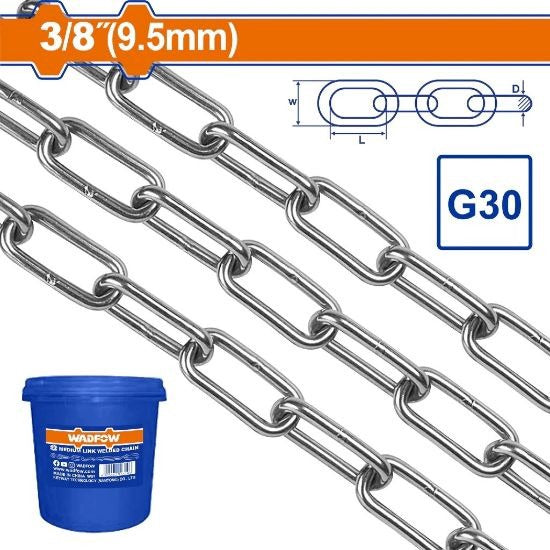 WADFOW Chain 3/8" 9.5MM Silver Color WTLT1B09 Sold by Ft