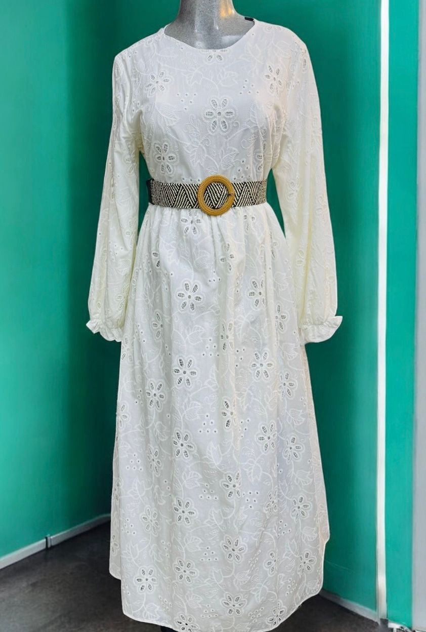 Dress Lined White Broderie Anglaise