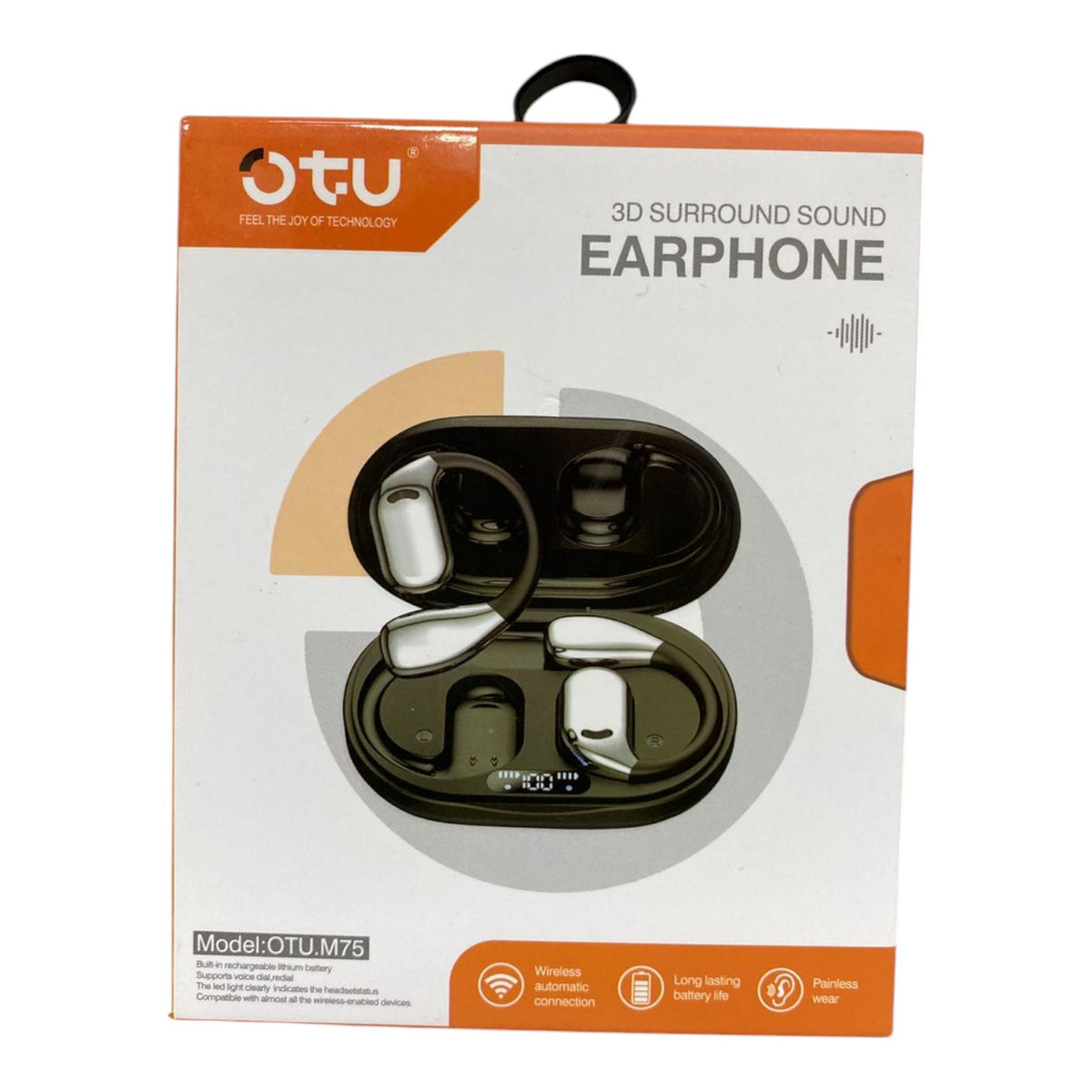 OTU Headphones Wireless Earphone M75 3D Surround Sound IN-EAR Bluetooth Headset