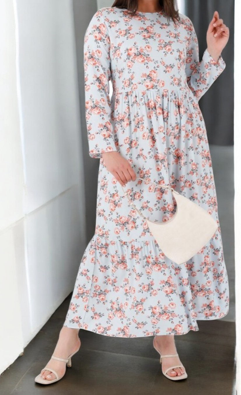 Dress Casual Plus Floral Blue Pink