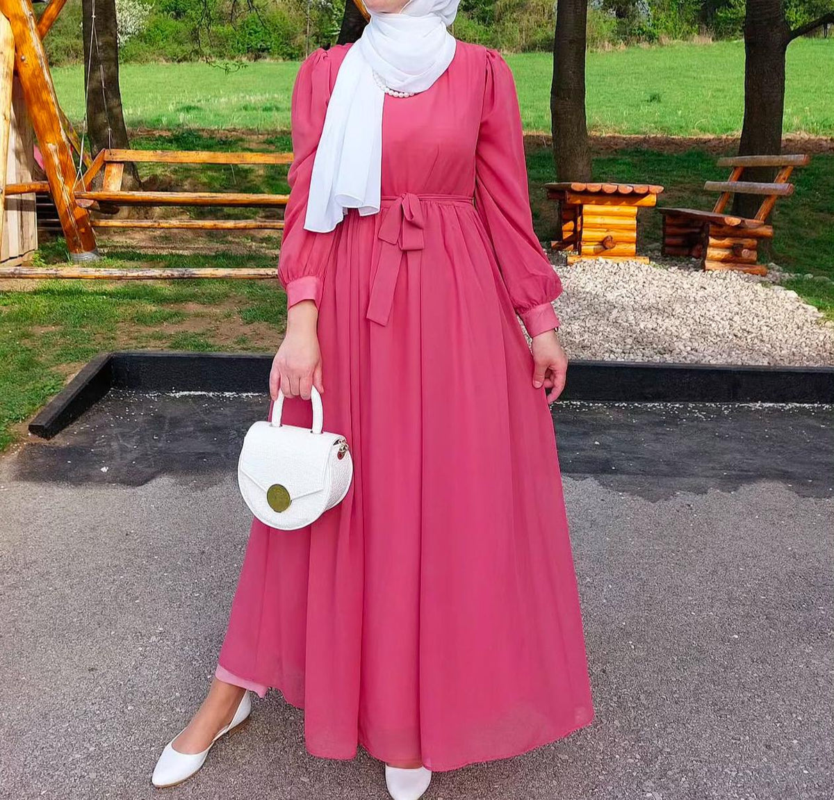 Dress Lined Pink Plain