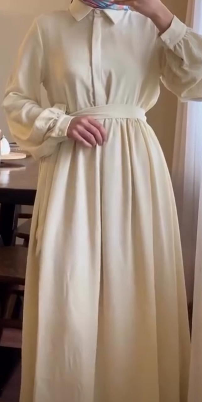 Dress Plain Cream / Lilac
