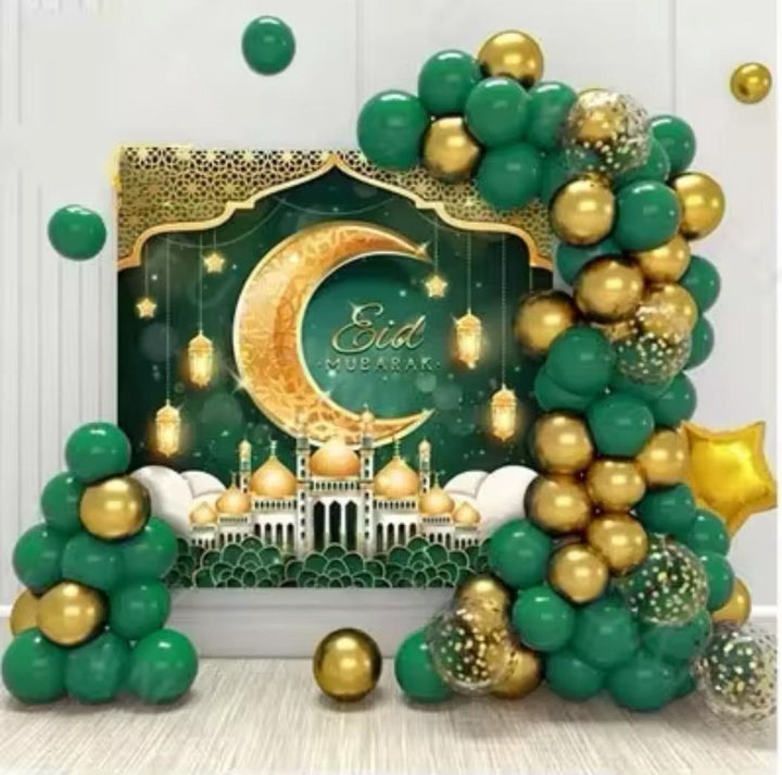 Eid / Ramadan Decor Balloon Kit Green & Gold 64PCS64PCS