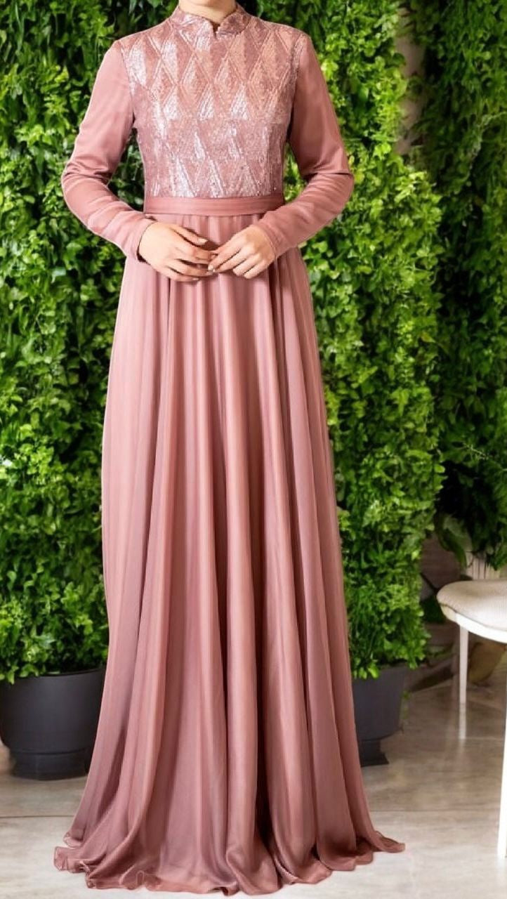 Dress Evening Occasion Grey / Pink