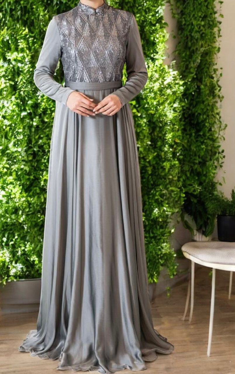 Dress Evening Occasion Grey / Pink