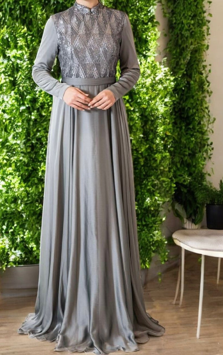 Dress Evening Occasion Grey / Pink