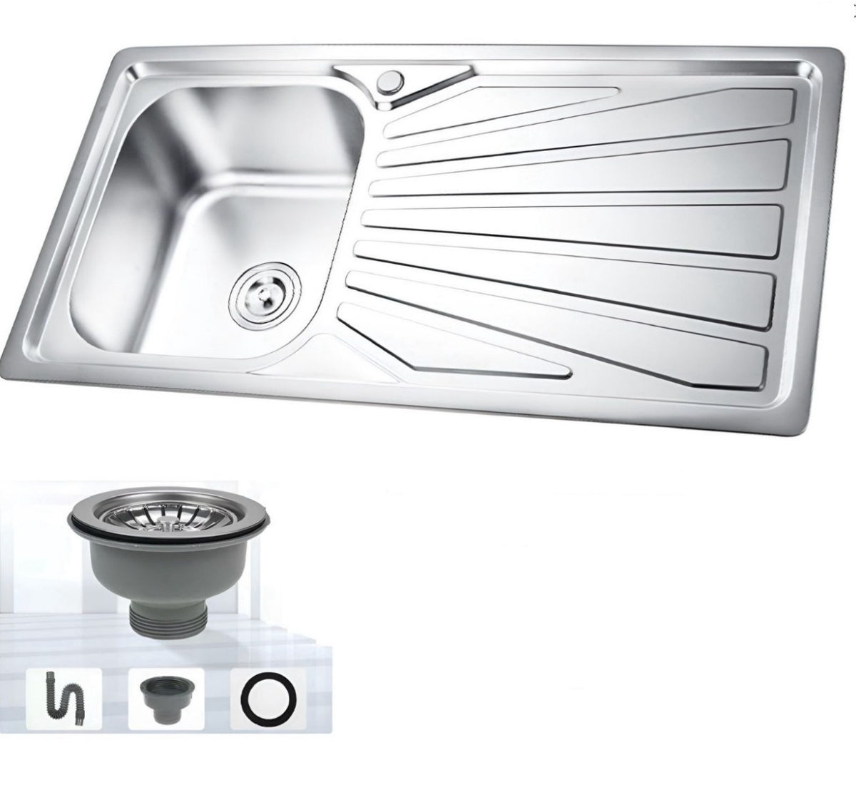 Sink S/BOWL S/DRAIN 39" X 19.5" 100X50CM with Waste SC-4443-Y47
