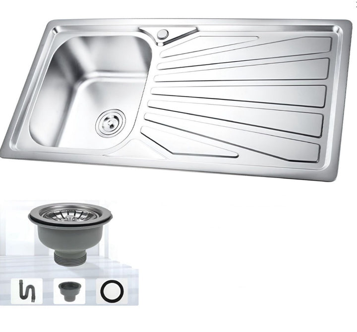 Sink S/BOWL S/DRAIN 39" X 19.5" 100X50CM with Waste SC-4443-Y47
