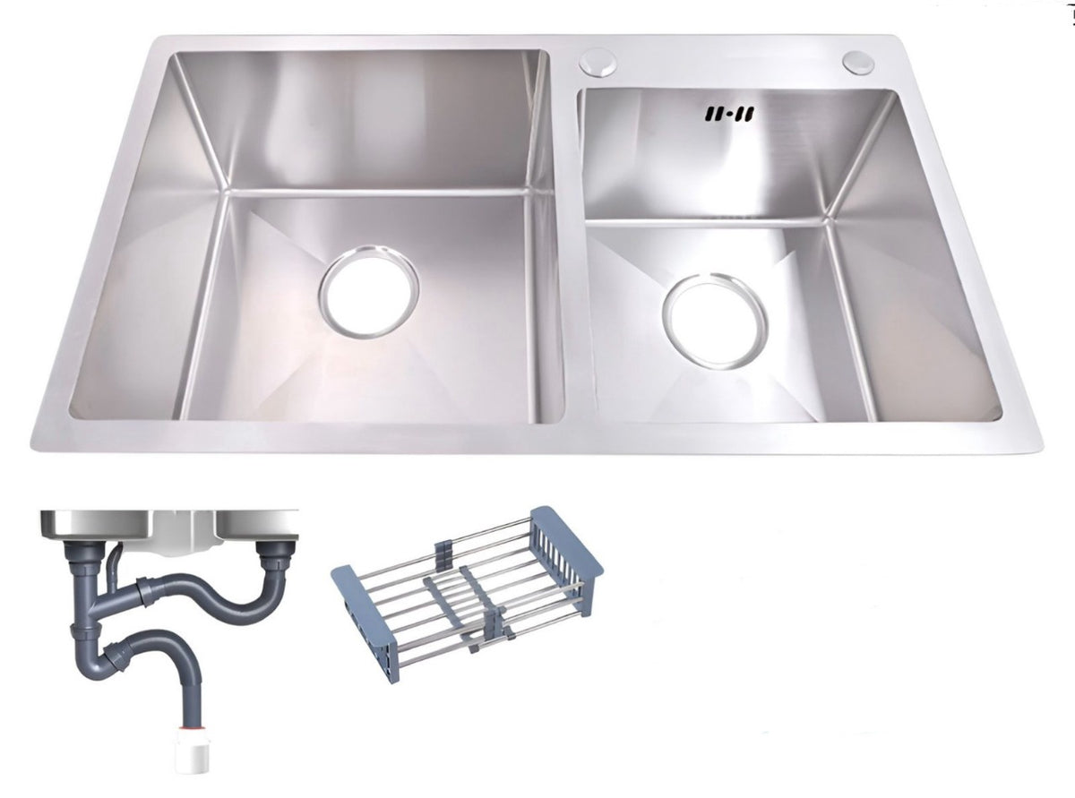 SINK D/BOWL 31" X 17" X 8" 78X43CM with Draining Rack and Waste SC-4449-Y47
