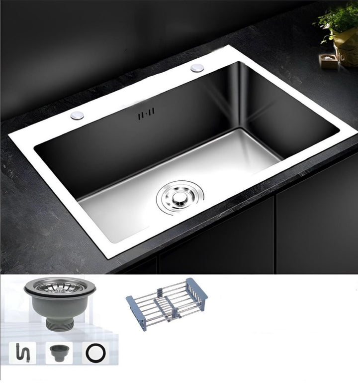 SINK S/BOWL 23.5" X 17.5" X 8" 60X45CM with Draining Rack and Waste SC-4450-Y47