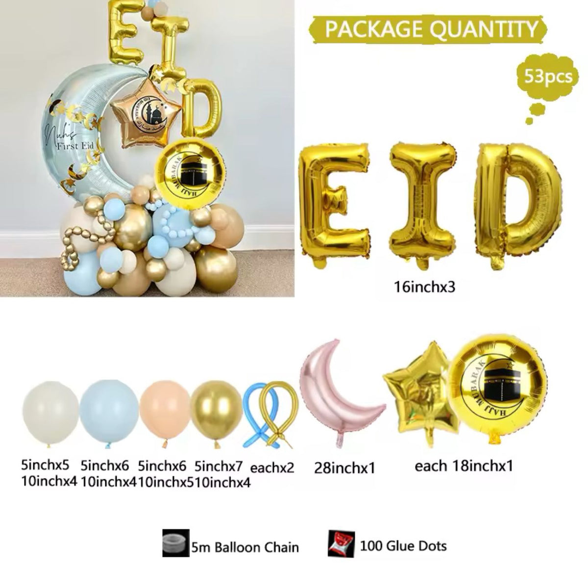 Ramadan / Eid Decor Kit Pastel 53PCS