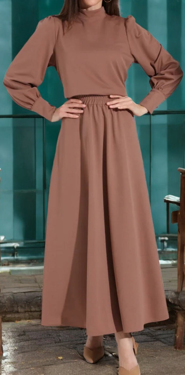Skirt Suit Set 2PC Camel