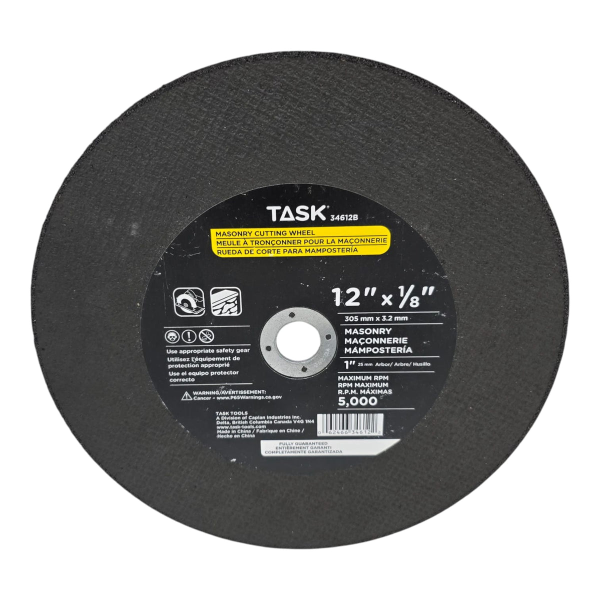 TASK Disc 12" X 1/8" Metal Cutting 31218B Double Reinforced