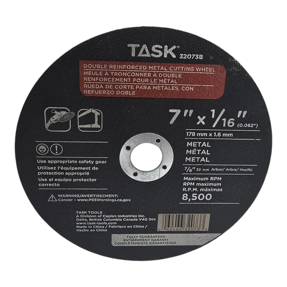 TASK Disc 7" X 1/16" Metal Cutting 32073B Double Reinforced
