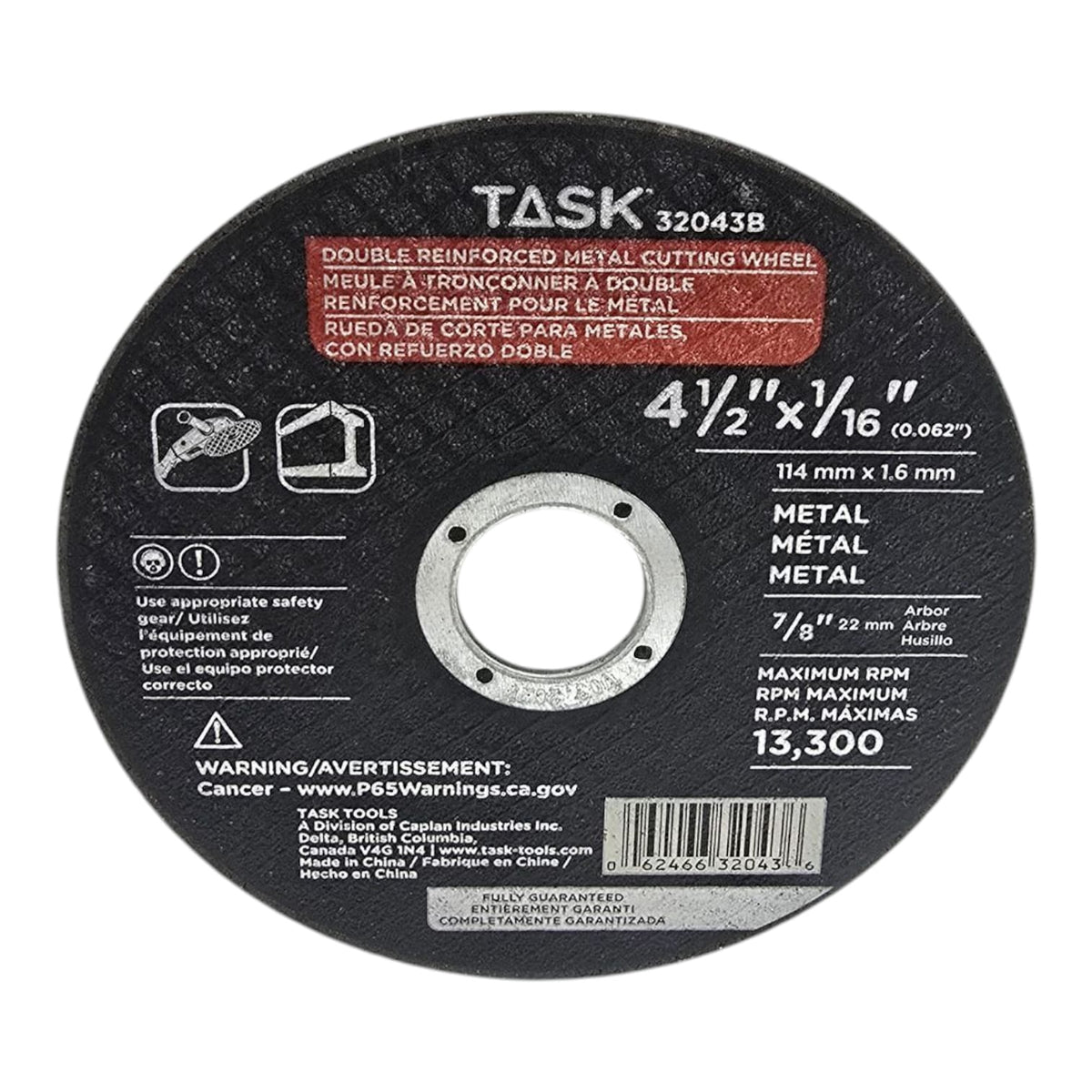 TASK Disc 4 1/2" X 1/16" Metal Cutting 32043B