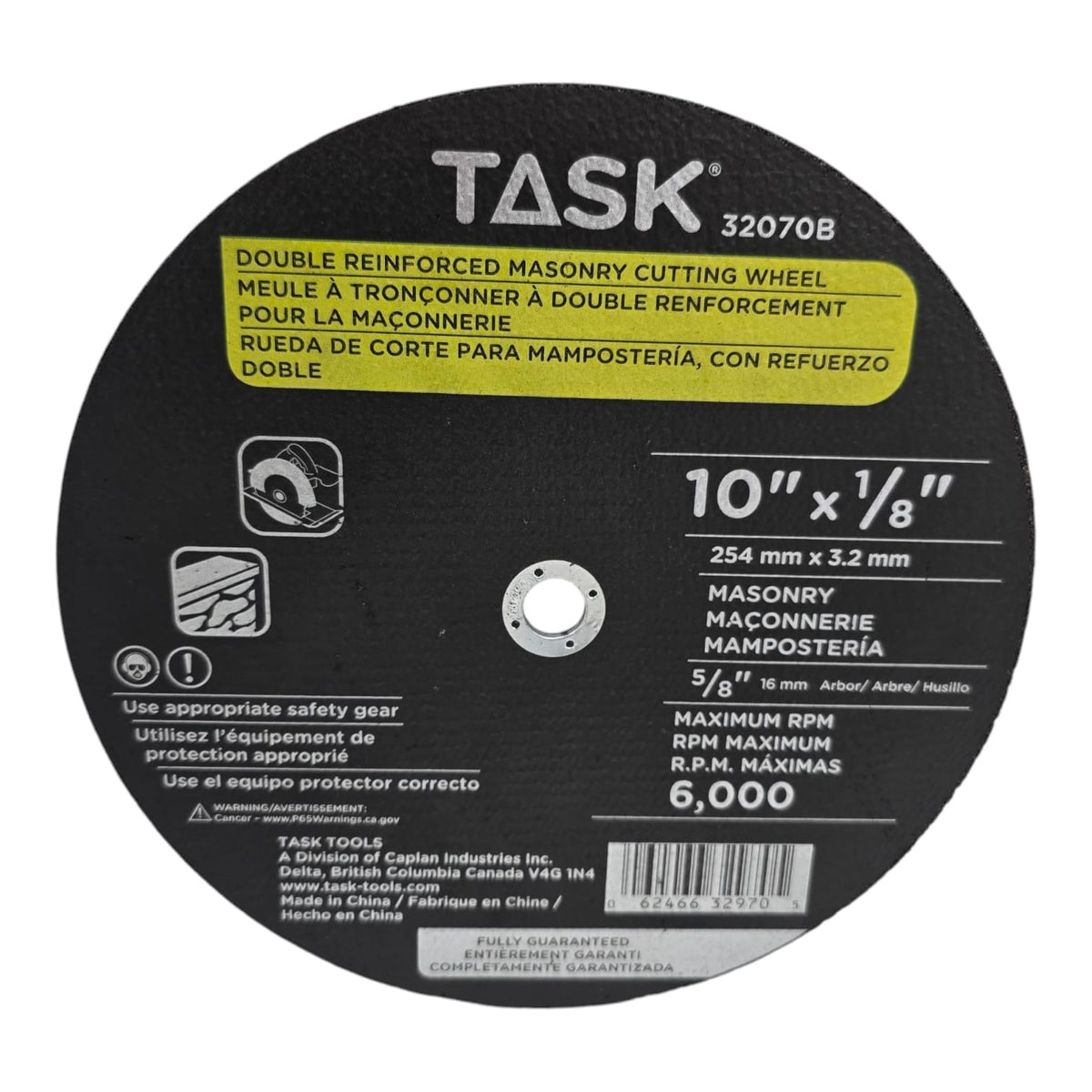 TASK Disc 10" X 1/8" Masonry Cutting 32070B Double Reinforced