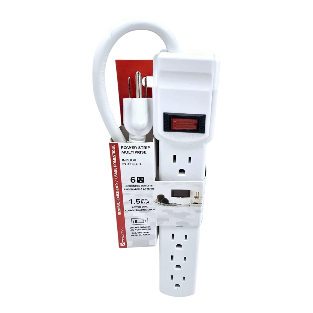 XTRICITY Power Strip 6 Outlet 1.5FT Cord 3-70600