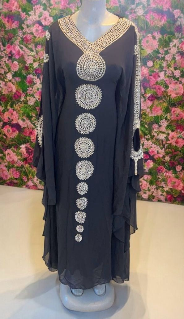 Gown Abaya Butterfly Embellished Plus Size Assorted Colors