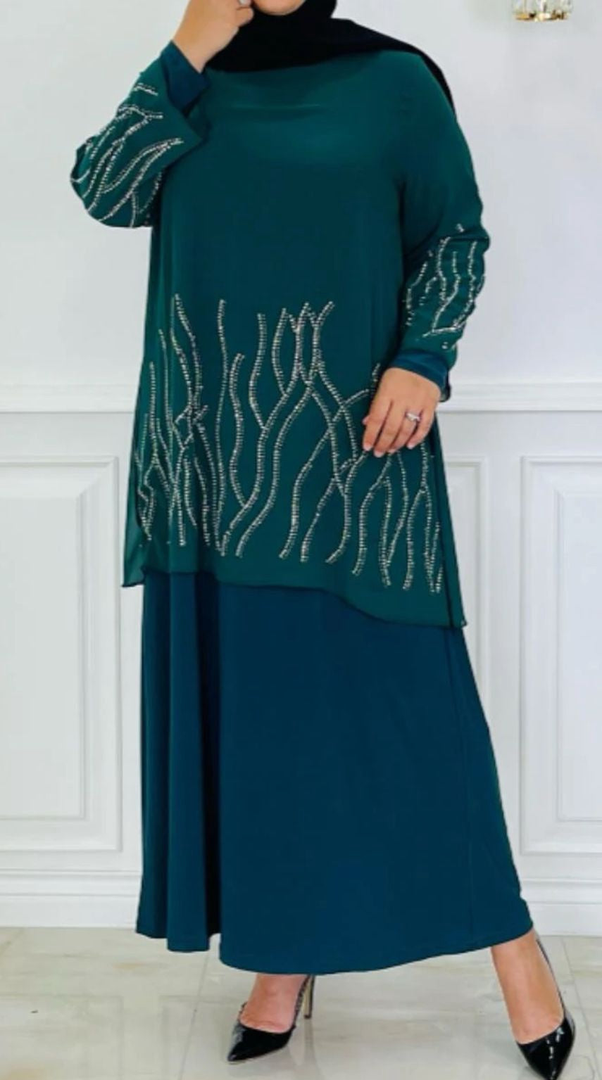 Gown Abaya Dress Plus Size Emerald