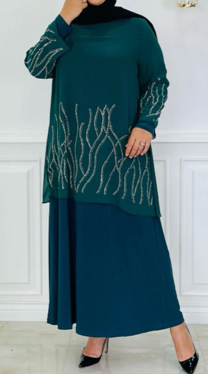 Gown Abaya Dress Plus Size Emerald