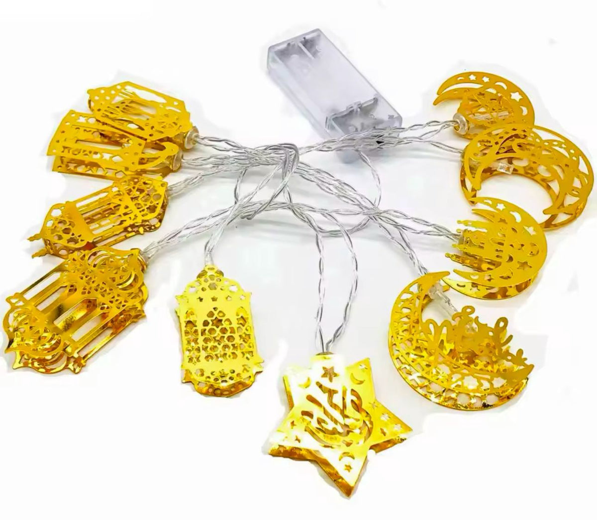 Eid / Ramadan String Light 10 LED 1.6M Battery Metal Yellow