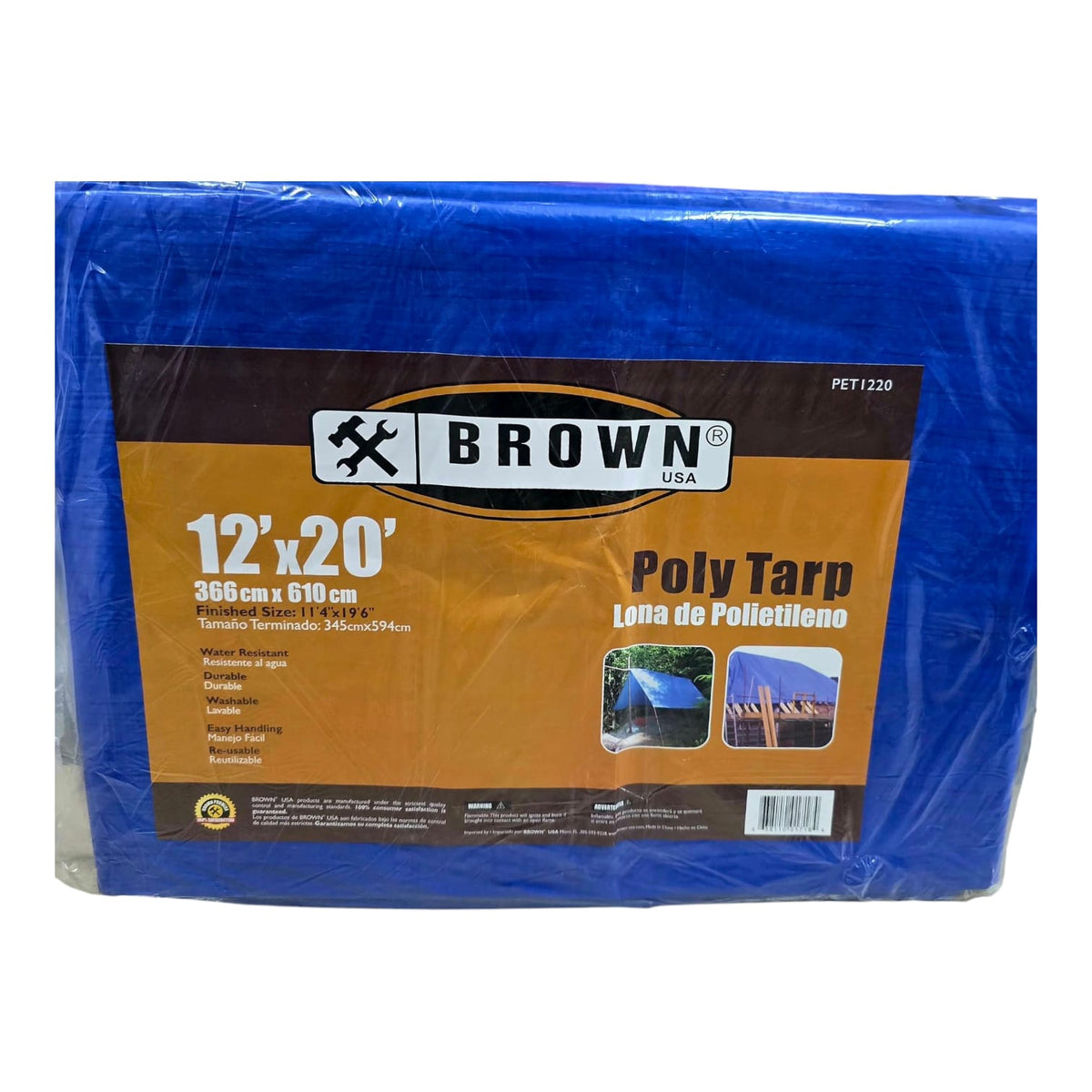 BROWN USA Tarpaulin Blue 12' X 20' PET1220