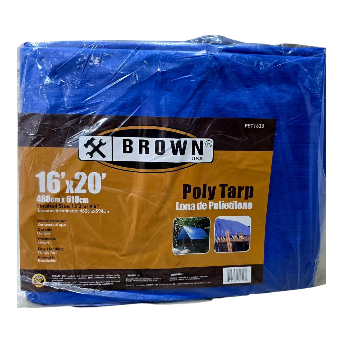 BROWN USA Tarpaulin Blue 16' X 20' PET1620