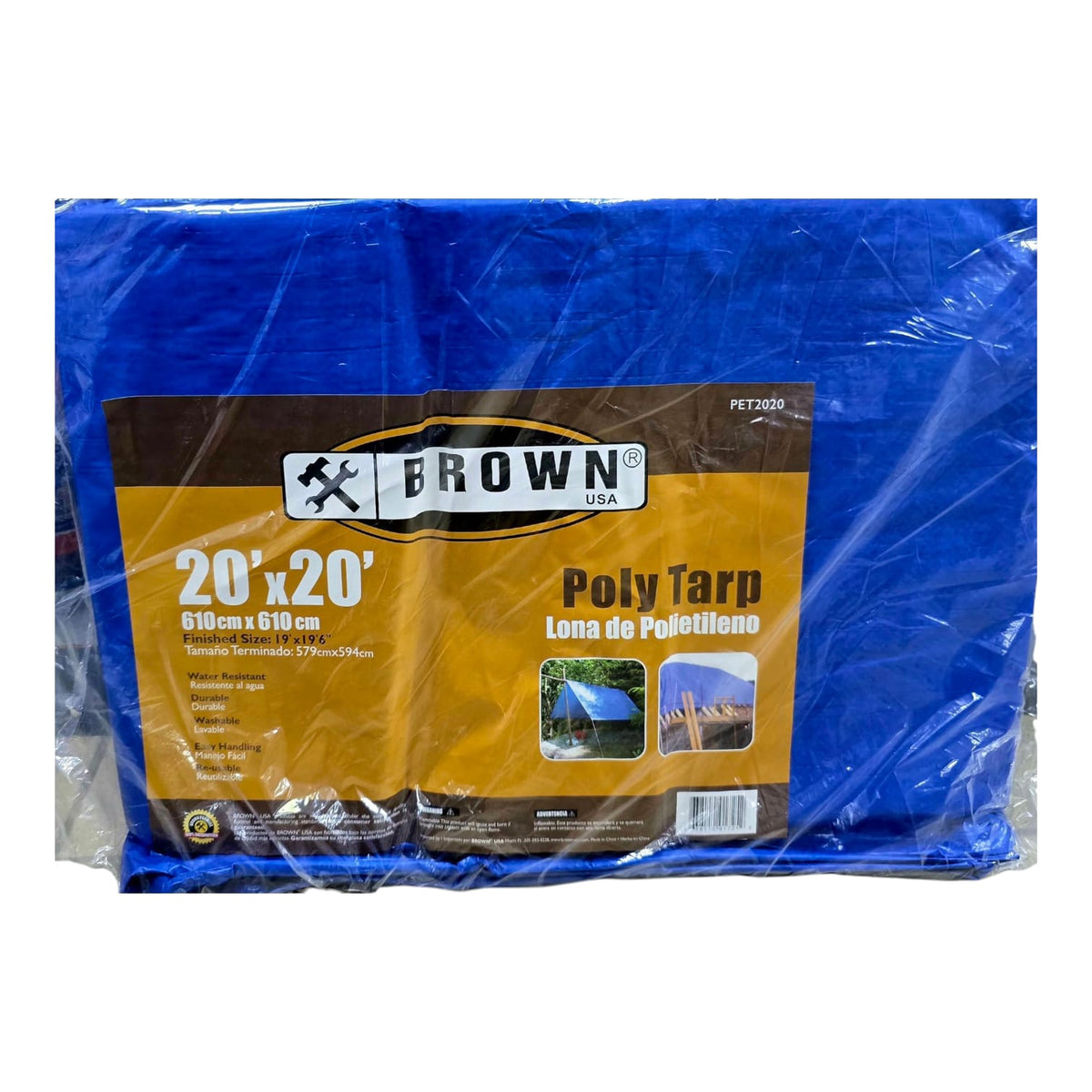 BROWN USA Tarpaulin Blue 20' X 20' PET2020