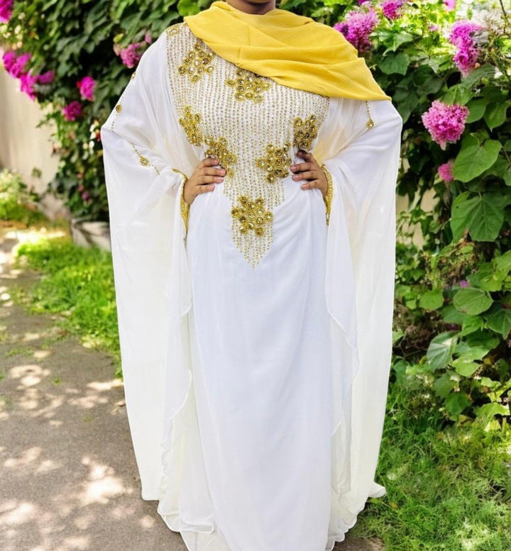 Gown Beaded Kaftan Butterfly Black / White