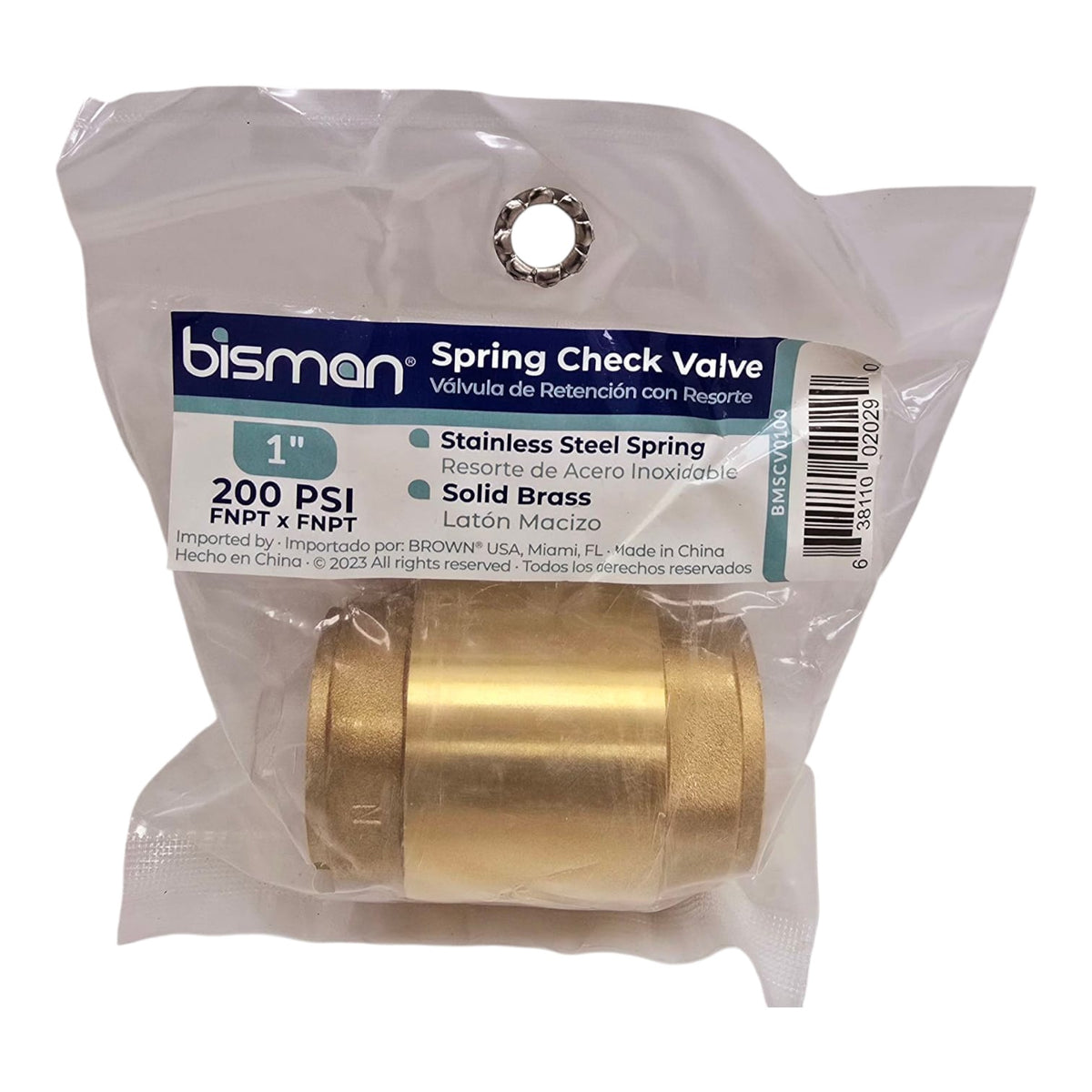 BISMAN Check Valve 1" Brass Spring Loaded BMSCV0100