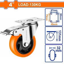 WADFOW Wheel Coaster 4" Swivel with Brakes Orange WJL2343