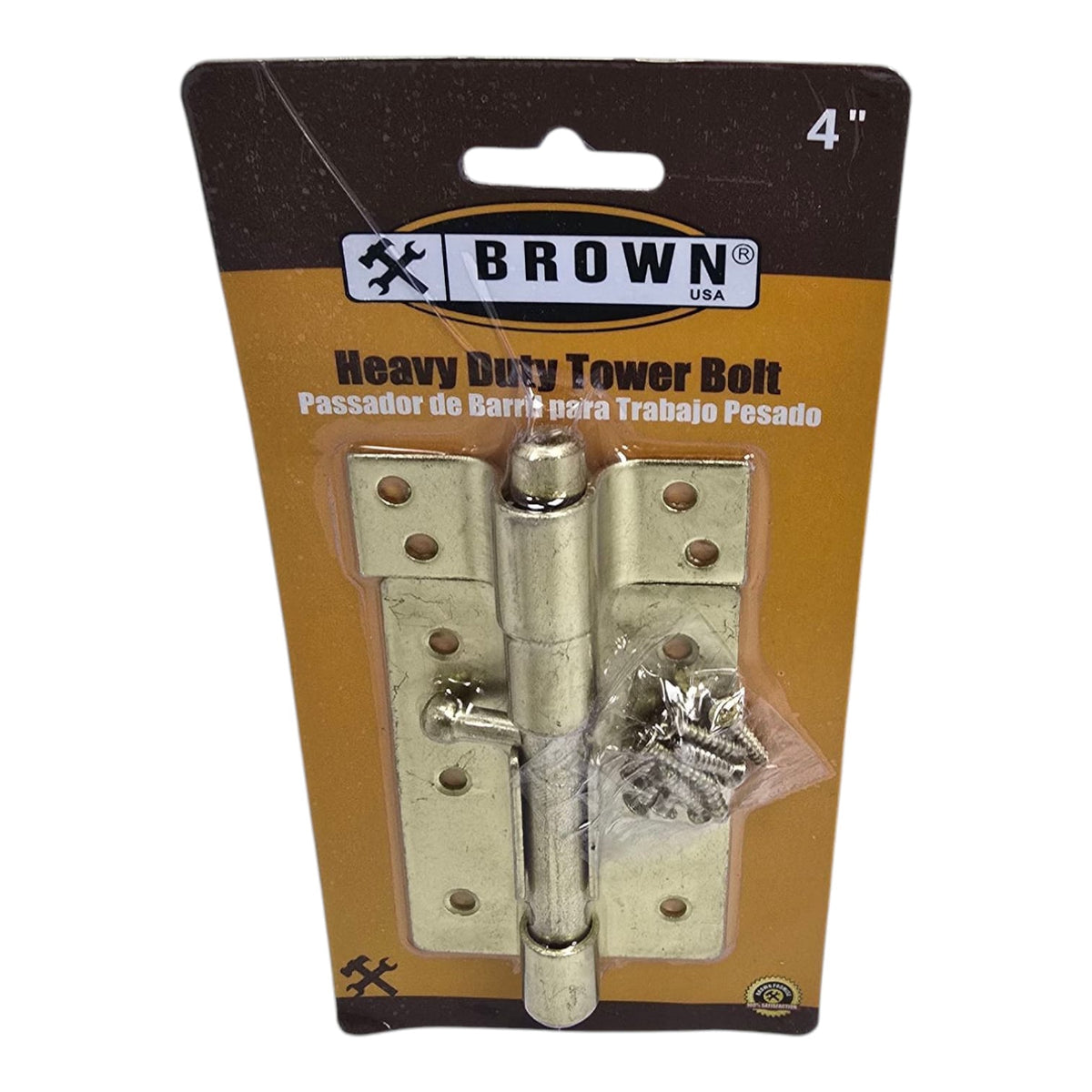 BROWN USA Tower Bolt 4" Brass #3002BPSC