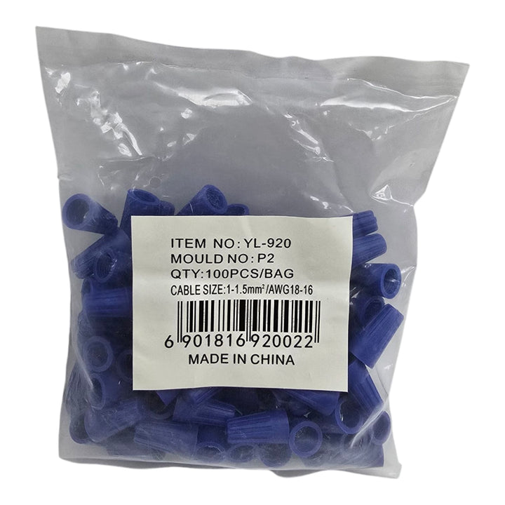 Wire Connector Screw on Blue P2 YL-920 100PCS Pk