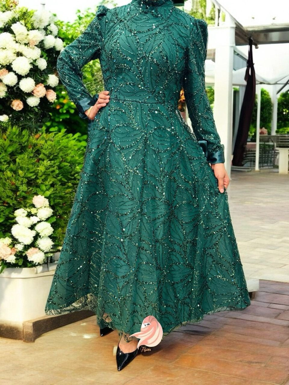 Dress Evening Occasion Glitter Emerald