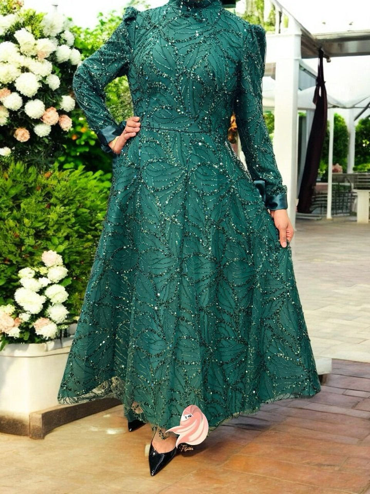Dress Evening Occasion Glitter Emerald