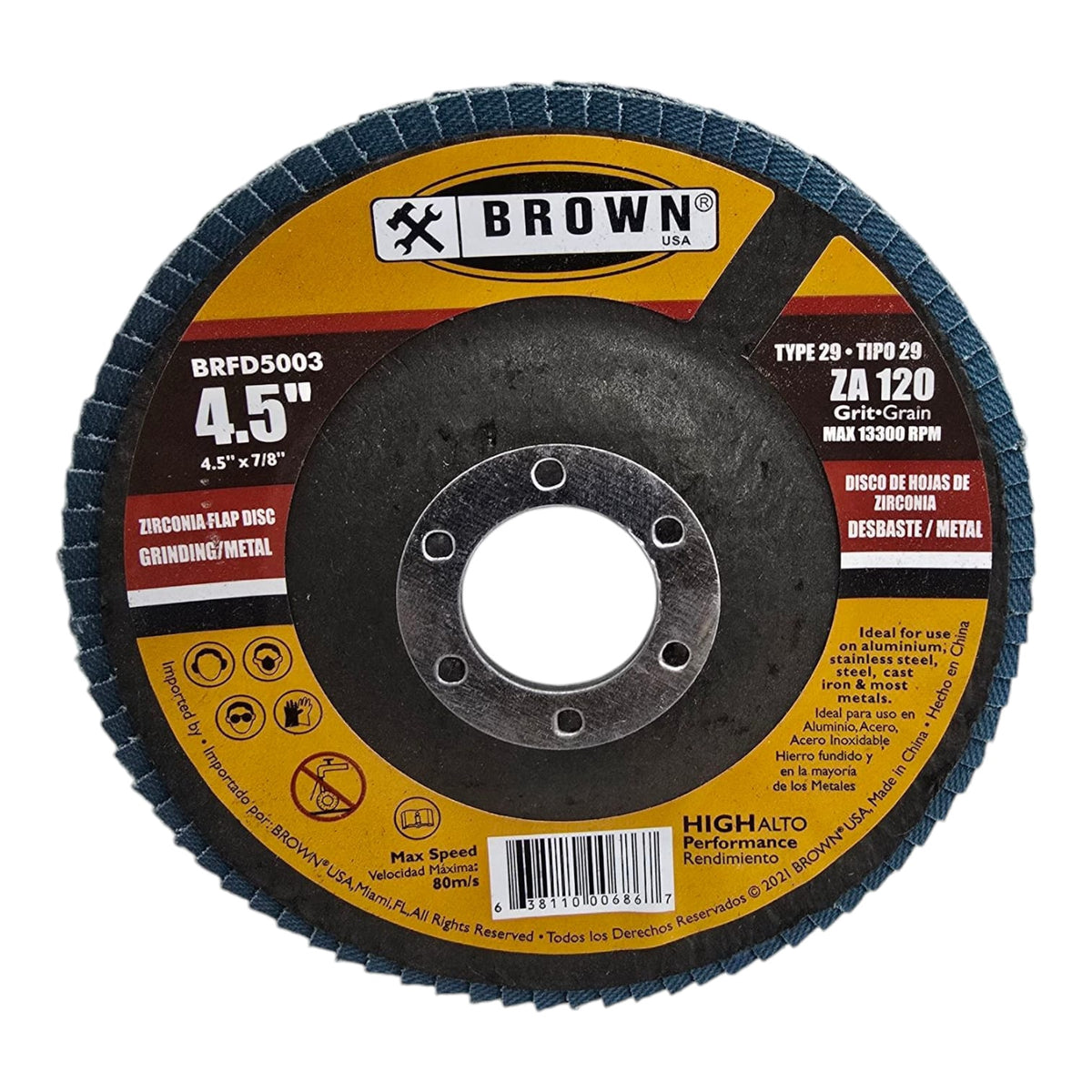 BROWN USA Disc Flap 4.5" BRFD5003 Grinding Metal