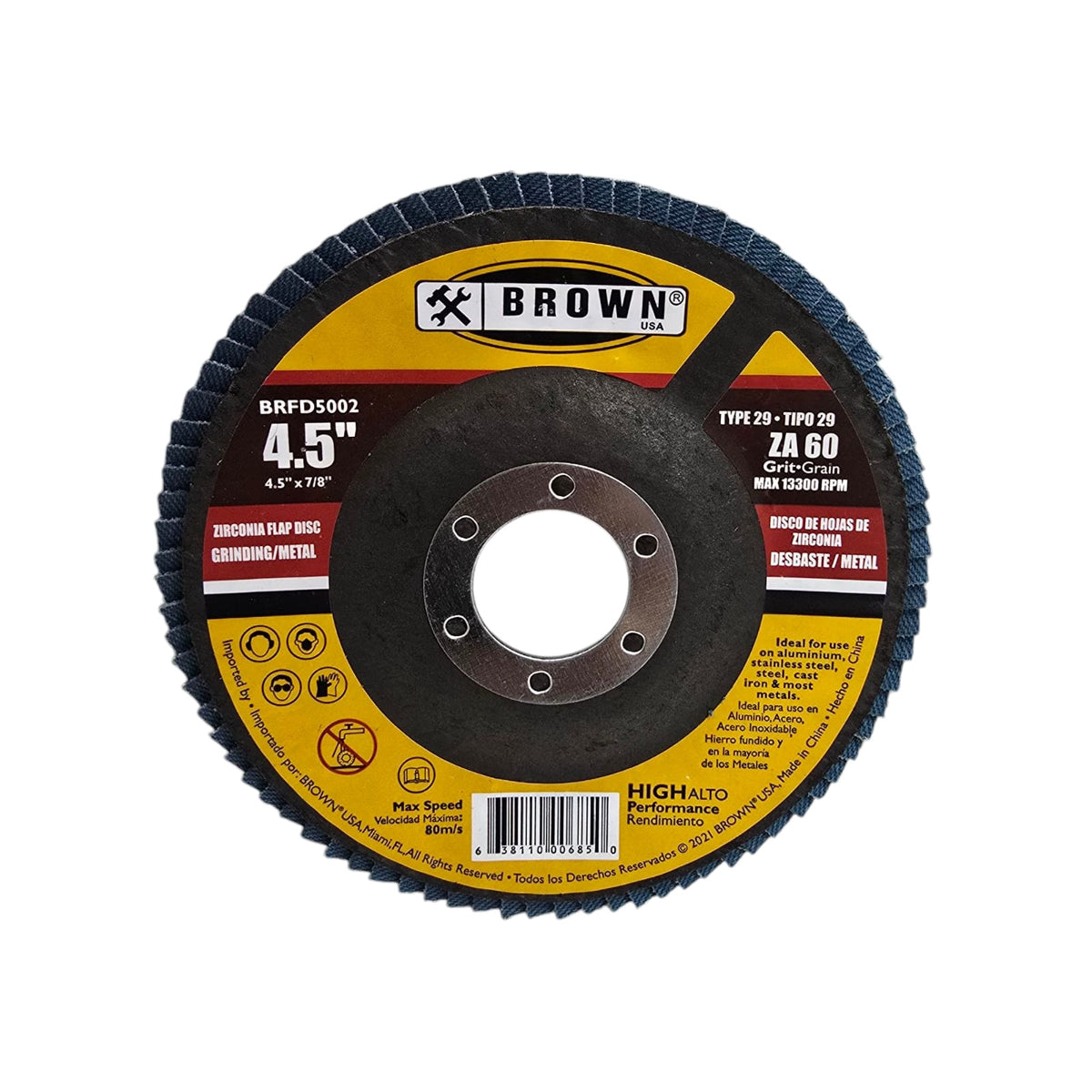BROWN USA Disc Flap 4.5" BRFD5002 Grinding Metal