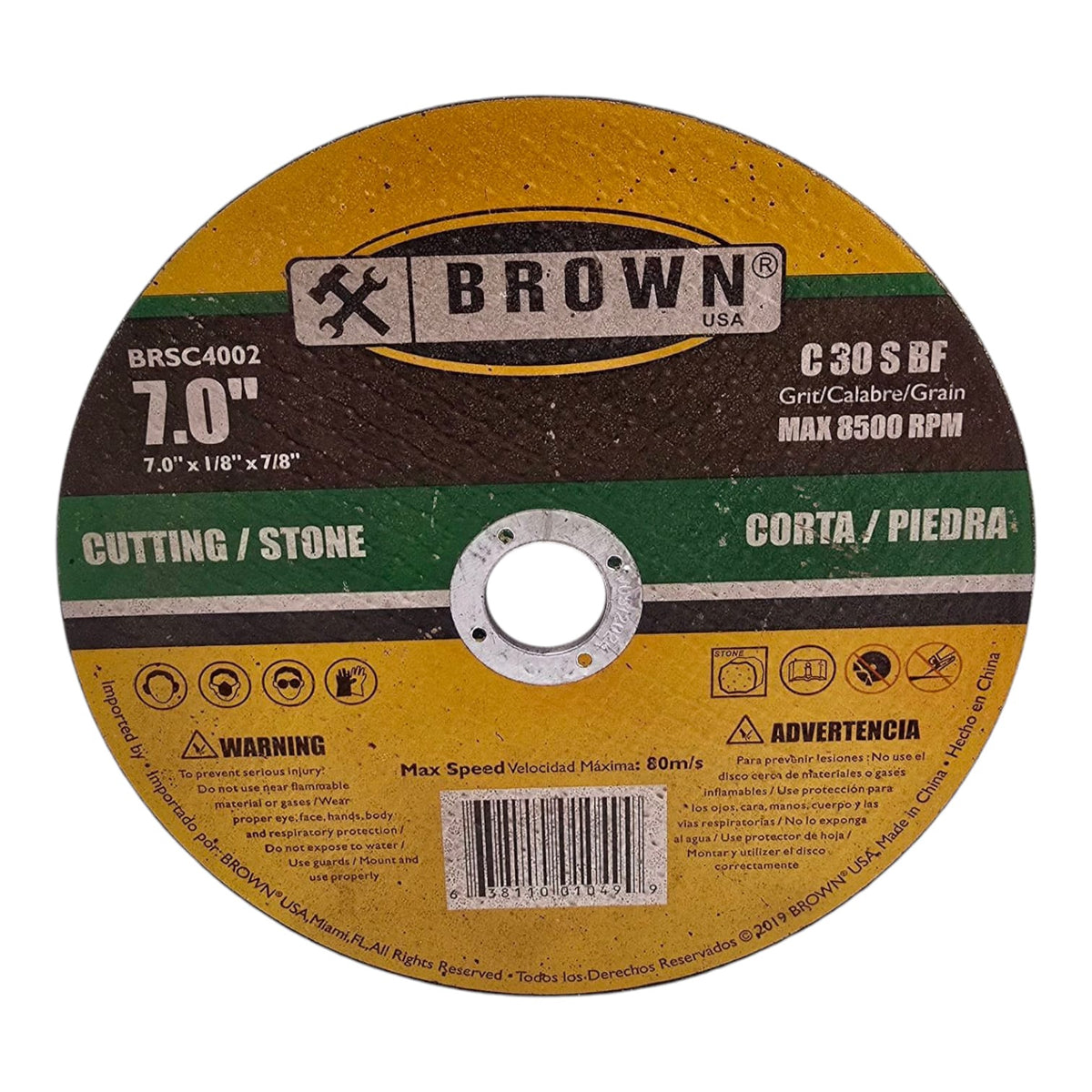 BROWN USA Disc 7" X 1/8" Stone Cutting BRSC4002