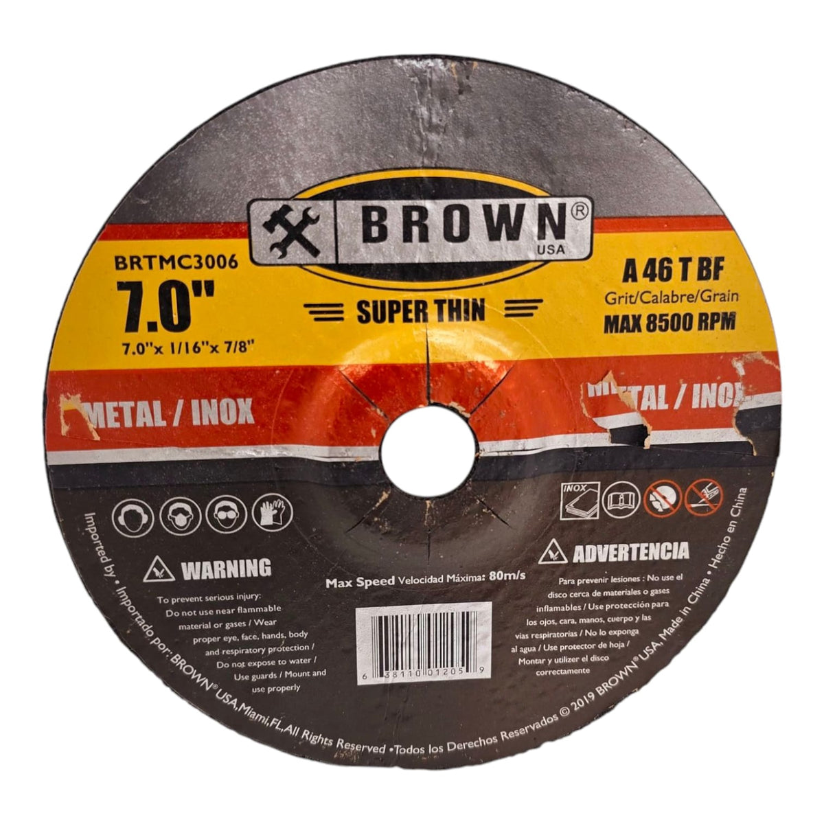 BROWN USA Disc 7" X 1/16" Metal Cutting BRTMC3006